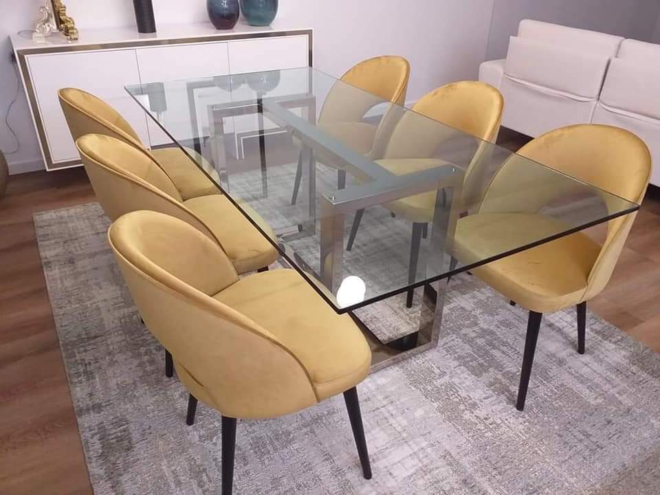 Mustard velvet chairs
