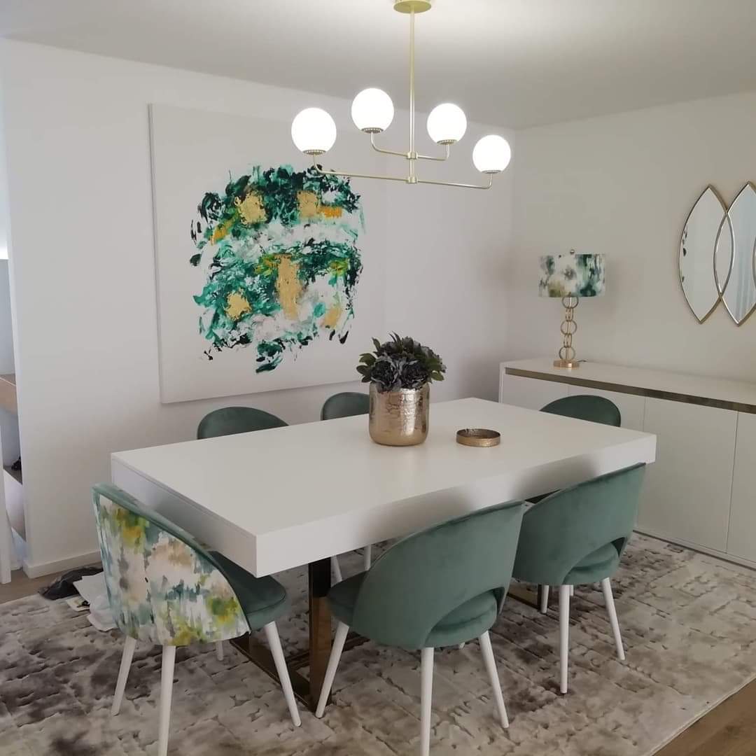Green velvet dining chairs